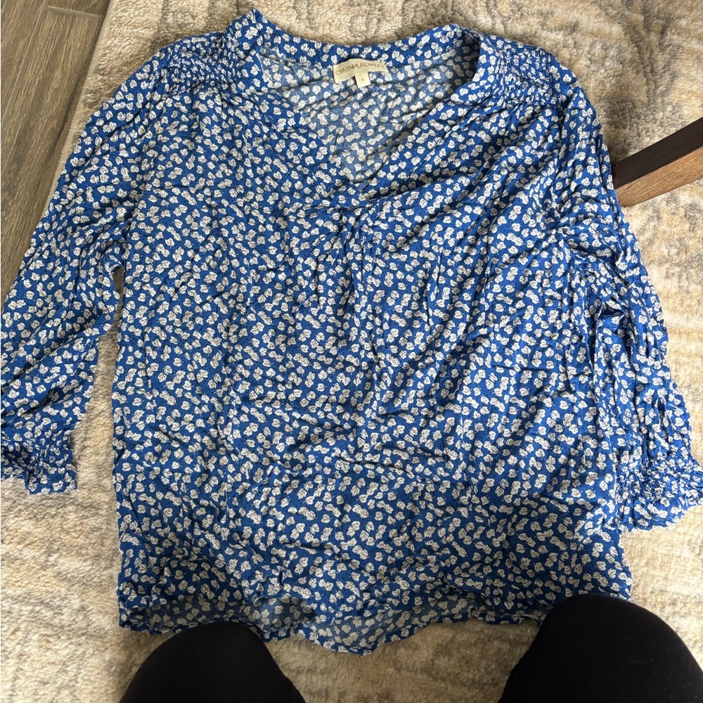 Blue Floral Women's Top